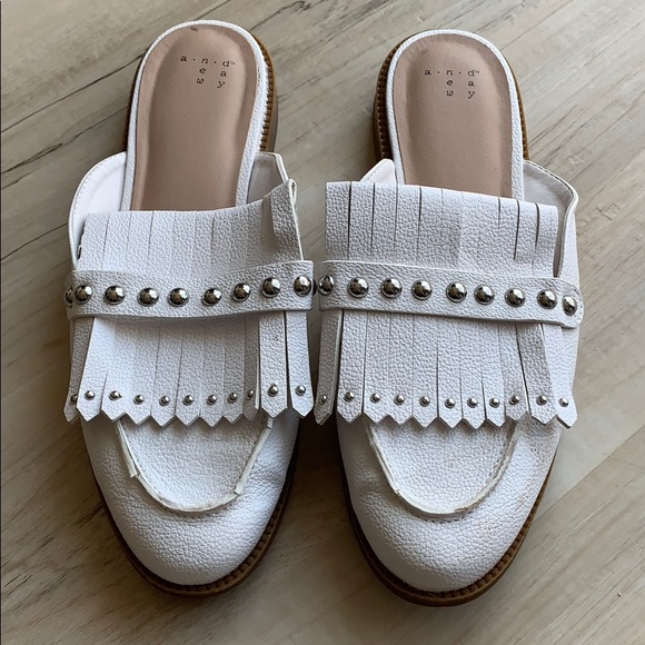 a new day Shoes - A New Day White Silver Studded Mule Size 8.5